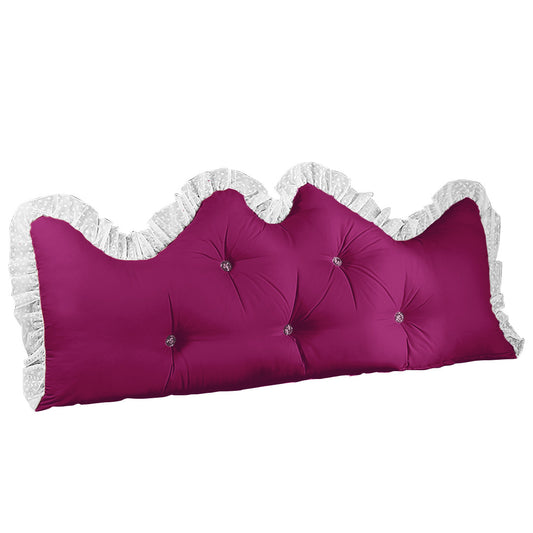 SOGA 180cm Burgundy Princess Bed Pillow Headboard Backrest Bedside Tatami Sofa Cushion with Ruffle Lace Home Decor
