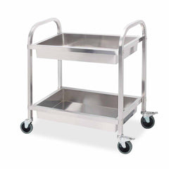 SOGA 2 Tier Stainless Steel Kitchen Trolley Bowl Collect Service FoodCart 95x50x95cm Large