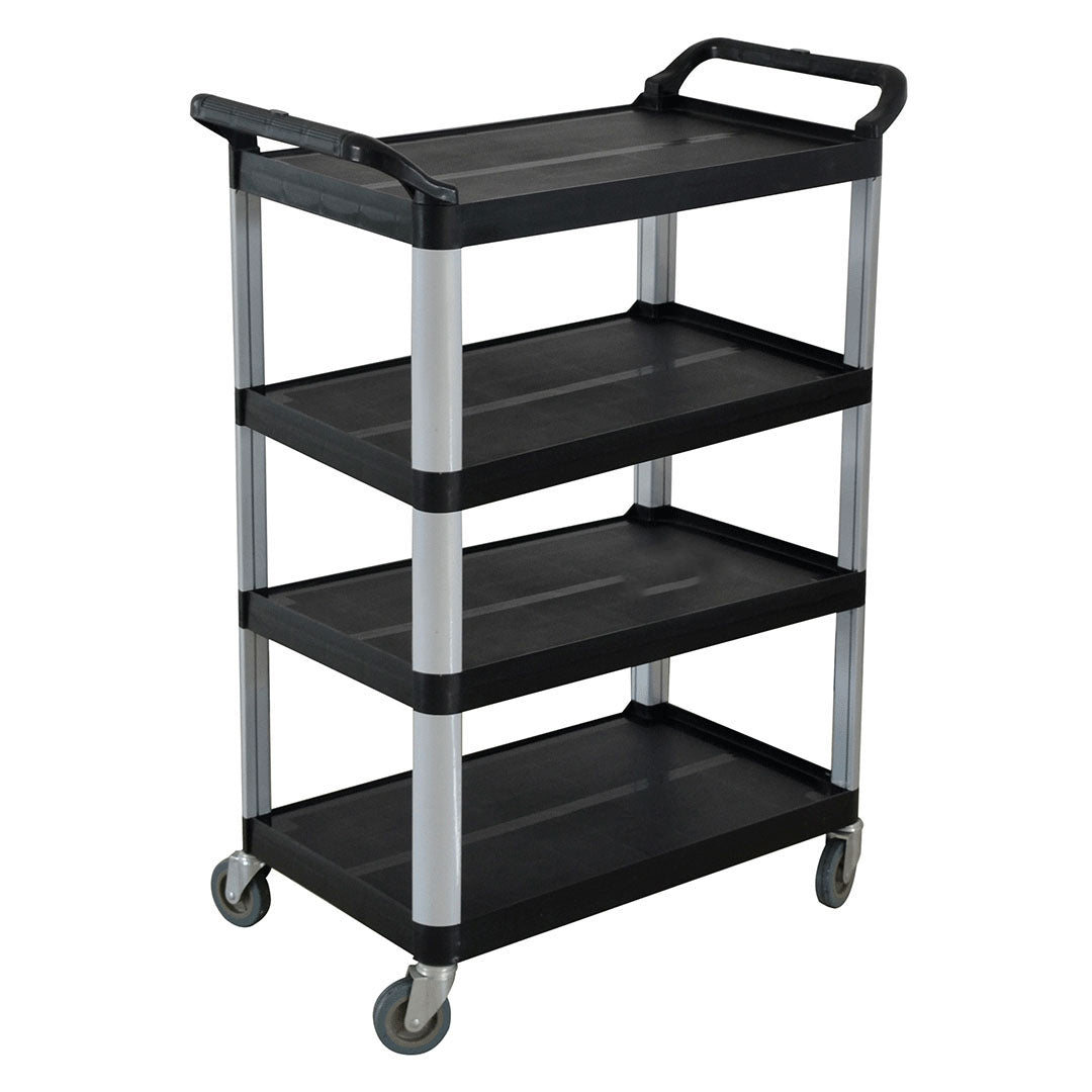 SOGA 4 Tier Food Trolley Portable Kitchen Cart Multifunctional Big Utility Service with wheels 950x500x1270mm Black