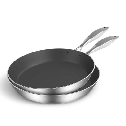 SOGA Stainless Steel Fry Pan 28cm 34cm Frying Pan Skillet Induction Non Stick Interior FryPan