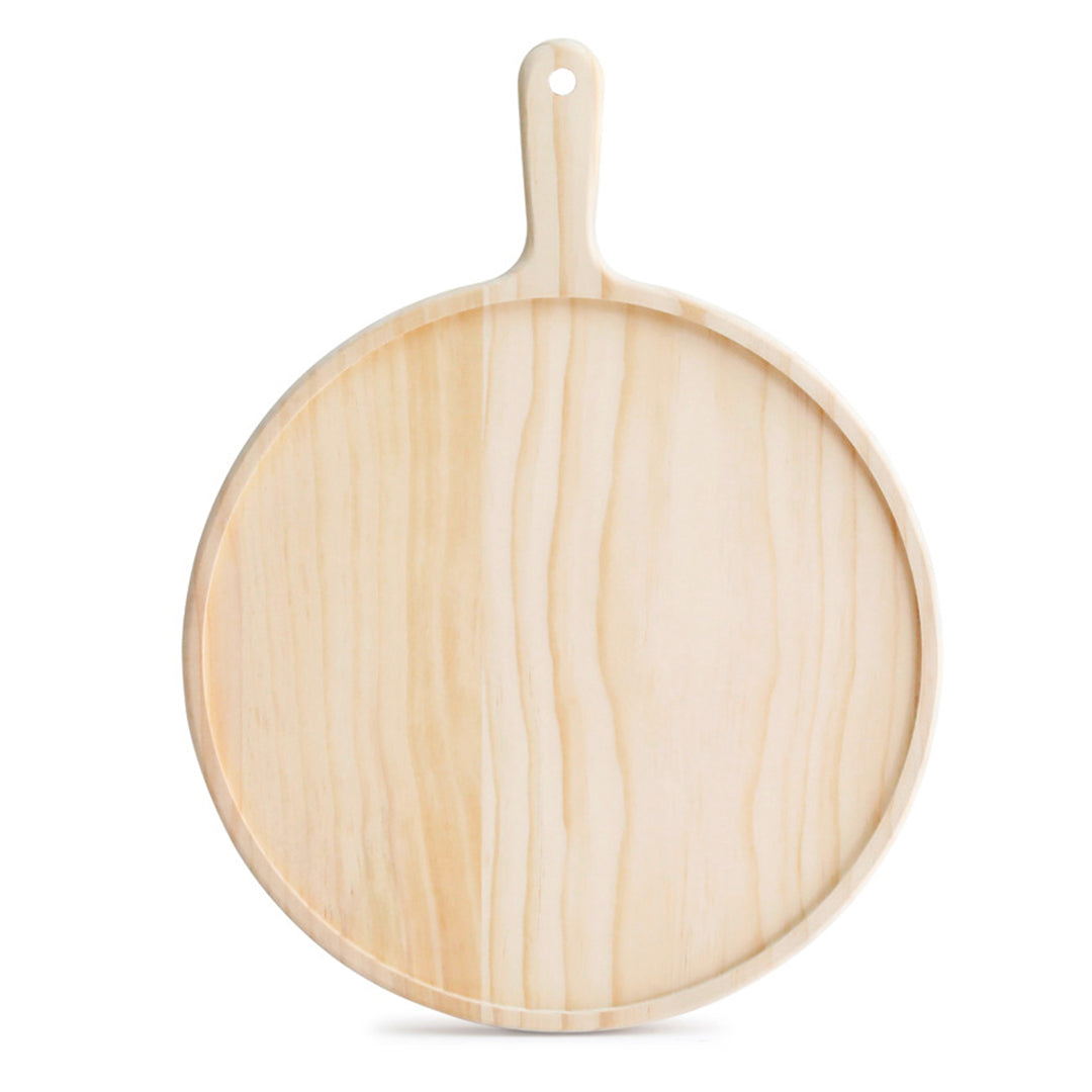 SOGA 12 inch Round Premium  Wooden Pine Food Serving Tray Charcuterie Board Paddle Home Decor