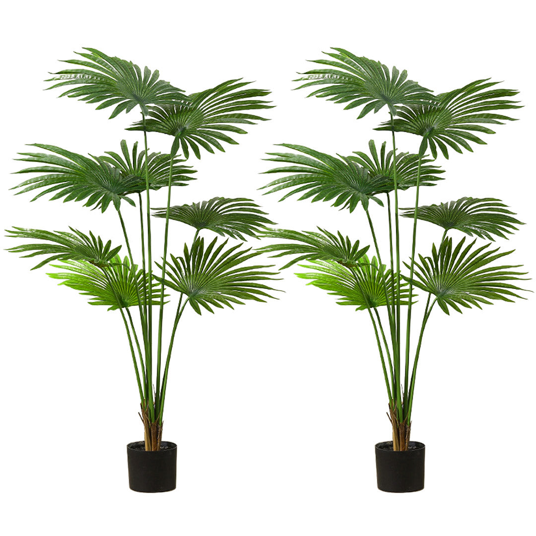 SOGA 2X 150cm Artificial Natural Green Fan Palm Tree Fake Tropical Indoor Plant Home Office Decor
