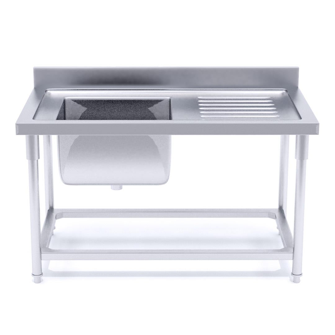 SOGA Stainless Steel Work Bench Sink Commercial Restaurant Kitchen Food Prep 160*70*85cm
