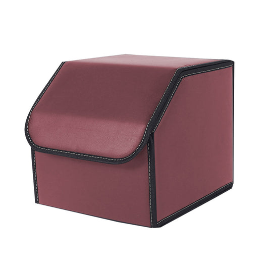 SOGA Leather Car Boot Collapsible Foldable Trunk Cargo Organizer Portable Storage Box Red Small