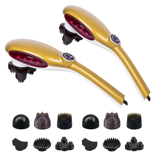 SOGA 2X 6 Heads Portable Handheld Massager Soothing Stimulate Blood Flow Yellow