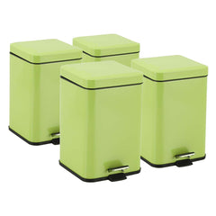 SOGA 4X Foot Pedal Stainless Steel Rubbish Recycling Garbage Waste Trash Bin Square 12L Green