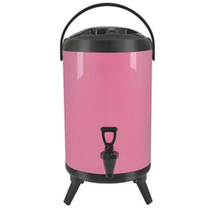 SOGA 10L Stainless Steel Insulated Milk Tea Barrel Hot and Cold Beverage Dispenser Container with Faucet Pink