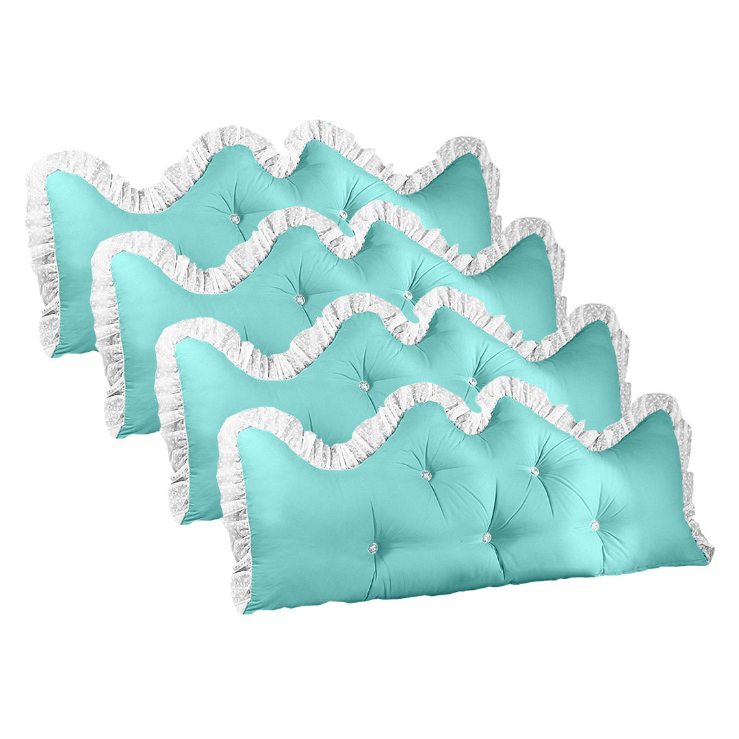 SOGA 4X 120cm Light Blue Princess Bed Pillow Headboard Backrest Bedside Tatami Sofa Cushion with Ruffle Lace Home Decor