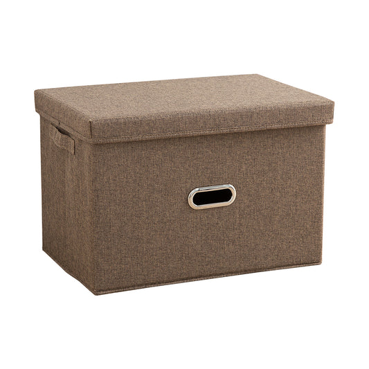 SOGA Coffee Medium Foldable Canvas Storage Box Cube Clothes Basket Organiser Home Decorative Box