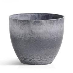 SOGA 27cm Weathered Grey Round Resin Plant Flower Pot in Cement Pattern Planter Cachepot for Indoor Home Office