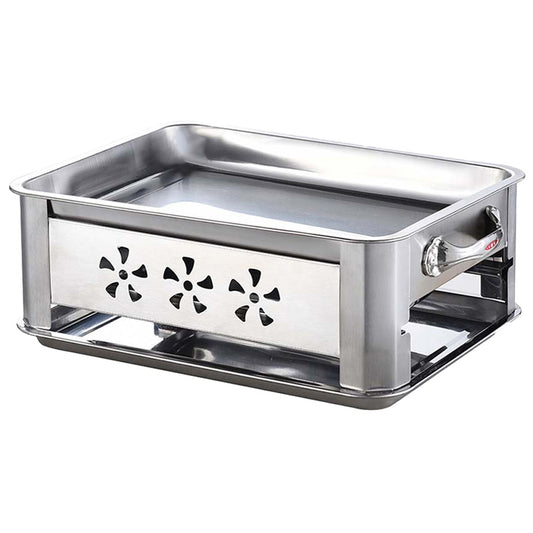 36CM Portable Stainless Steel Outdoor Chafing Dish BBQ Fish Stove Grill Plate