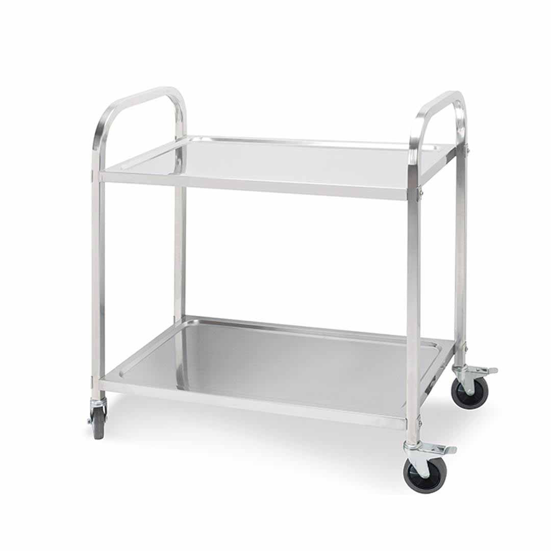 SOGA 2 Tier Stainless Steel Kitchen Dinning Food Cart Trolley Utility SIZE 75x40x83.5cm Small