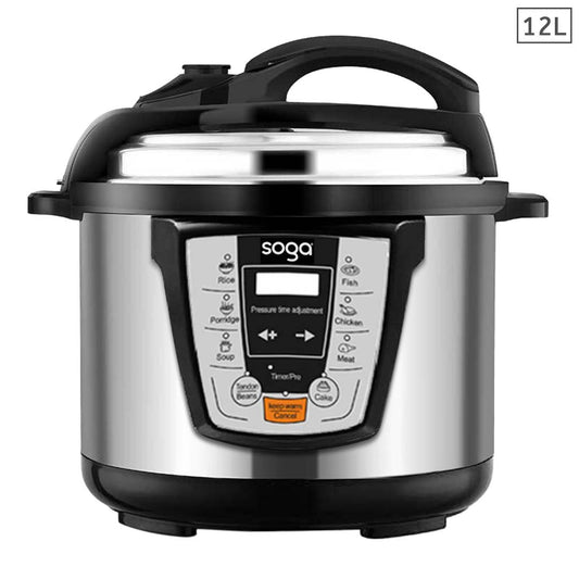 SOGA Electric Stainless Steel Pressure Cooker 12L 1600W Multicooker 16