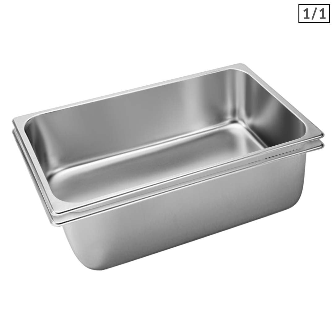 SOGA 2X Gastronorm GN Pan Full Size 1/1 GN Pan 20cm Deep Stainless Steel Tray