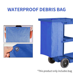 SOGA Oxford Waterproof Reusable Janitor Housekeeping Cart Replacement Bag Blue