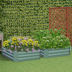 SOGA 2X 120X90cm Rectangle Galvanised Raised Garden Bed Vegetable Herb Flower Outdoor Planter Box