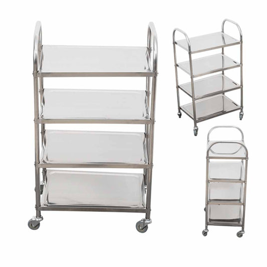 SOGA 4 Tier Stainless Steel Kitchen Dinning Food Cart Trolley Utility Size Square Large