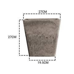SOGA 27cm Sand Grey Square Resin Plant Flower Pot in Cement Pattern Planter Cachepot for Indoor Home Office