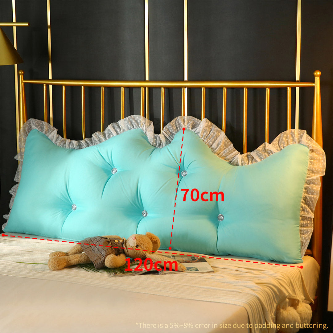 SOGA 4X 120cm Light Blue Princess Bed Pillow Headboard Backrest Bedside Tatami Sofa Cushion with Ruffle Lace Home Decor