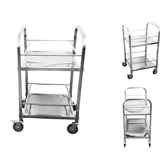 SOGA 2 Tier Stainless Steel Square Tube Drink Wine Food Utility Cart 500x500x950