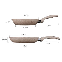 SOGA Non-Stick Fry Pan Marble Stone Ceramic Coated Skillet Pan Set 20cm, 24cm, 28cm