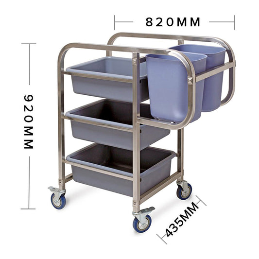 SOGA 2X 3 Tier Food Trolley Food Waste Cart Five Buckets Kitchen Food Utility 82x43x92cm Square