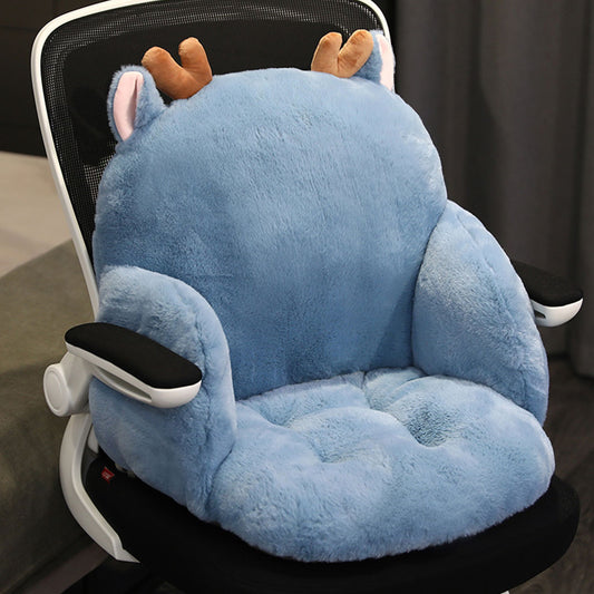 SOGA 2X Blue Deer Shape Cushion Soft Leaning Bedside Pad Sedentary Plushie Pillow Home Decor