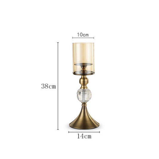 SOGA 2X 38cm Glass Candle Holder Candle Stand Glass/Metal
