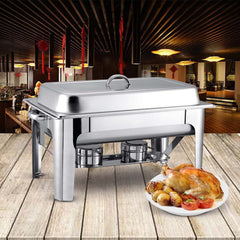 SOGA 2X 9L Stainless Steel 2 Pans Bain-marie Chafing Catering Dish Buffet Food Warmer