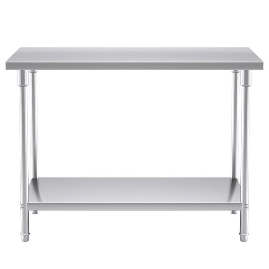 SOGA 2-Tier Commercial Catering Kitchen Stainless Steel Prep Work Bench Table 120*70*85cm