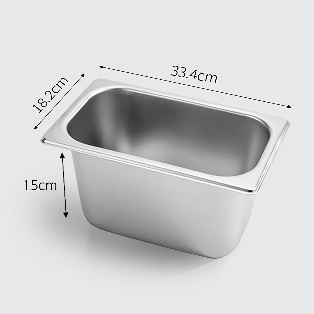 SOGA 2X Gastronorm GN Pan Full Size 1/3 GN Pan 15cm Deep Stainless Steel Tray