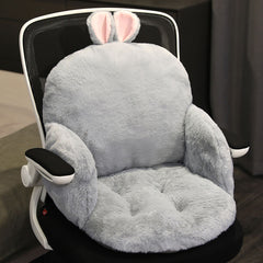 SOGA Gray Bunny Shape Cushion Soft Leaning Bedside Pad Sedentary Plushie Pillow Home Decor