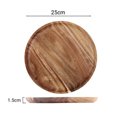 SOGA 25cm Brown Round Wooden Centerpiece Serving Tray Board Home Decor