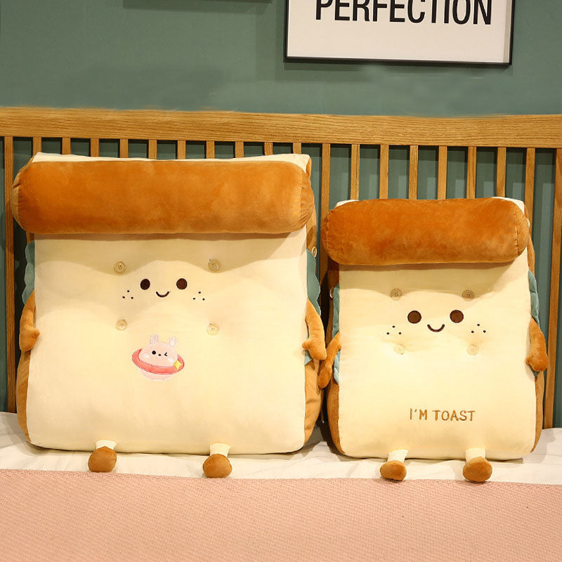 SOGA Smiley Face Toast Bread Wedge Cushion Stuffed Plush Cartoon Back Support Pillow Home Decor