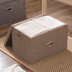 SOGA 2X Coffee Large Foldable Canvas Storage Box Cube Clothes Basket Organiser Home Decorative Box