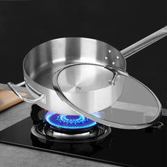 SOGA 2X 28cm Stainless Steel Saucepan With Lid Induction Cookware With Triple Ply Base