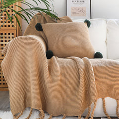 SOGA Coffee Tassel Fringe Knitting Blanket Warm Cozy Woven Cover Couch Bed Sofa Home Decor