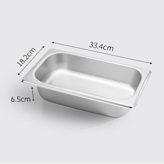 SOGA Gastronorm GN Pan Full Size 1/3 GN Pan 6.5 cm Deep Stainless Steel Tray