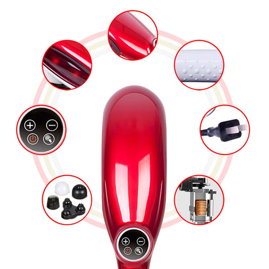 SOGA 2X 6 Heads Portable Handheld Massager Soothing Stimulate Blood Flow Red