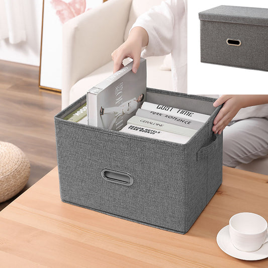 SOGA 2X Grey Medium Foldable Canvas Storage Box Cube Clothes Basket Organiser Home Decorative Box