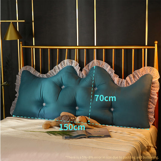 SOGA 150cm Blue-Green Princess Bed Pillow Headboard Backrest Bedside Tatami Sofa Cushion with Ruffle Lace Home Decor