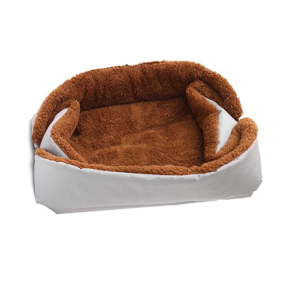 SOGA Silver Dual-purpose Cushion Nest Cat Dog Bed Warm Plush Kennel Mat Pet Home Travel Essentials