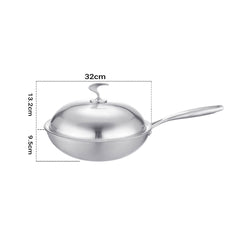 SOGA 18/10 Stainless Steel Fry Pan 32cm Frying Pan Top Grade Cooking Skillet with Lid