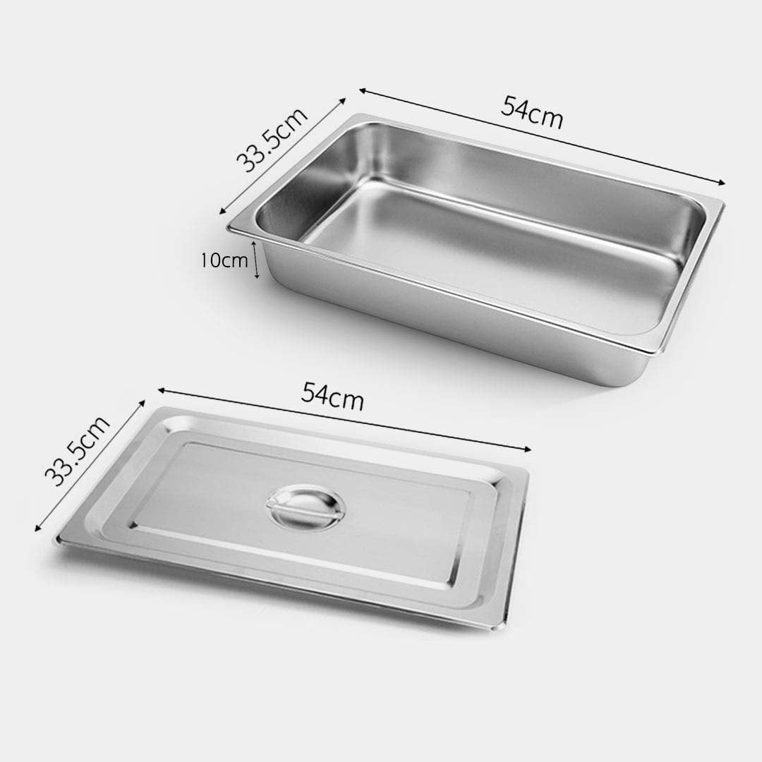 SOGA 4X Gastronorm GN Pan Full Size 1/1 GN Pan 10cm Deep Stainless Steel Tray With Lid