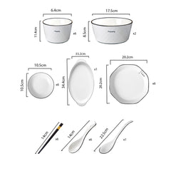 SOGA Diamond Pattern Ceramic Dinnerware Crockery Soup Bowl Plate Server Kitchen Home Decor Set of 22