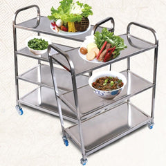 SOGA 4 Tier Stainless Steel Kitchen Dinning Food Cart Trolley Utility Size Square Small