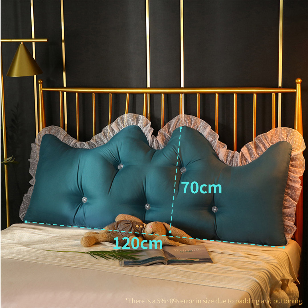 SOGA 4X 120cm Blue-Green Princess Bed Pillow Headboard Backrest Bedside Tatami Sofa Cushion with Ruffle Lace Home Decor