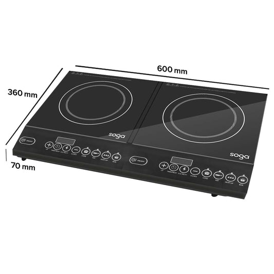 SOGA 2X Cooktop Portable Induction LED Electric Double Duo Hot Plate Burners Cooktop Stove