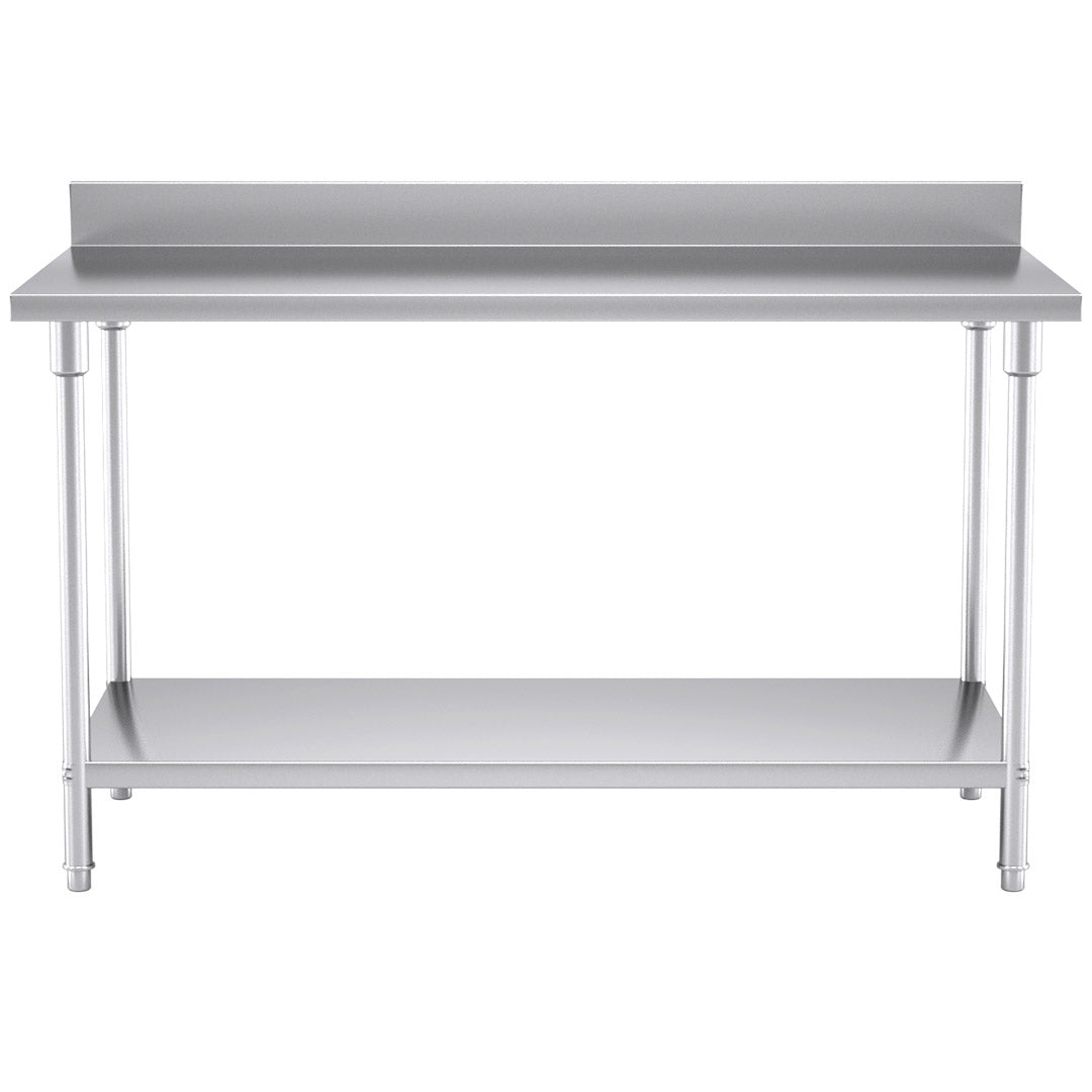 SOGA Commercial Catering Kitchen Stainless Steel Prep Work Bench Table with Back-splash 150*70*85cm