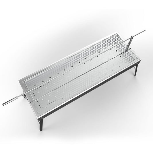 SOGA Stainless Steel Skewer Charcoal BBQ With Grill With Rotisserie